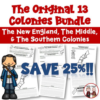Preview of 13 American Colonies New England Middle and Southern Regions Bundle