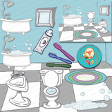 13 Bathroom Clip Art pieces, bathroom accessories Clipart 