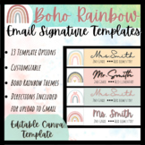 13 Boho Rainbow Custom Email Signatures Editable Template,