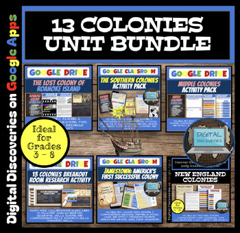 Preview of 13 Colonies Colonial America Unit - (US History Curriculum) - Print & Digital