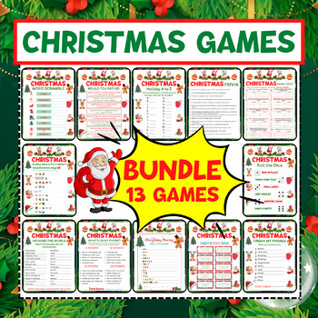 14 Christmas Game Printables! Fun Activity Set! Holiday Party Games BUNDLE!