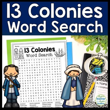 Preview of 13 Colonies Word Search Activity | Answer Key Included