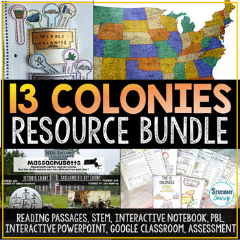 Preview of 13 Colonies Activities Reading Passages Projects Map Thirteen Colonial America
