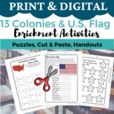 13 Colonies Activities I Colonial America I Puzzles & Handouts 