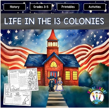 Preview of 13 Colonies Activities & Unit: Passages Worksheets Maps Colonial Times Project
