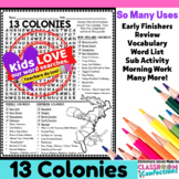 13 Colonies Activity: 13 Colonies Word Search