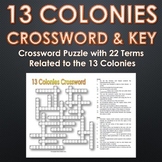 13 Colonies (American Colonies) - Crossword Puzzle and Key