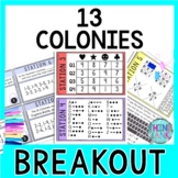 13 Colonies Breakout Activity - Task Cards Puzzle Challenge