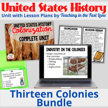 Preview of 13 Colonies Lessons and Activities  - US History - American Colonization Bundle