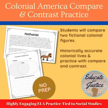 Preview of 13 Colonies Compare & Contrast Activity | Colonial Life ELA Practice