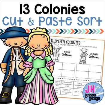 Preview of 13 Colonies Cut and Paste Sorting Activity