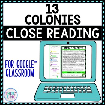 Preview of 13 Colonies DIGITAL Reading Passages & Text Marking for Google Slides™