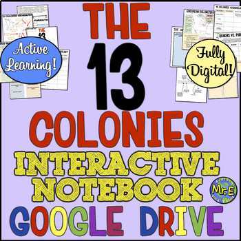 Preview of 13 Colonies DIGITAL Interactive Notebook! Google Drive | Distance Learning