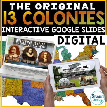 Preview of 13 Colonies Distance Learning Google Classroom | 13 Colonies Google Slides