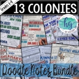 13 Colonies Doodle Notes Lessons Bundle for American Histo