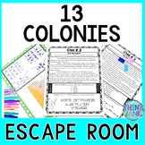 13 Colonies ESCAPE ROOM: Reading Comprehension - Print & Go!