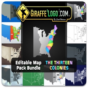 Preview of 13 Colonies Fully Editable Maps for Google Slides & PowerPoint ~ FREEBIE!