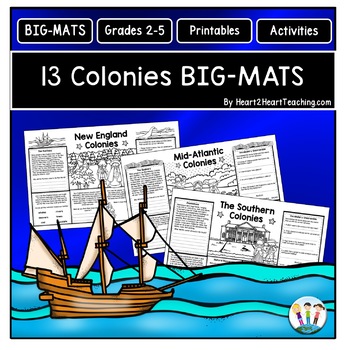 Preview of 13 Colonies Fun Activities: BIG-MATS are FUN in a BIG Way! {Placemat 11x17}
