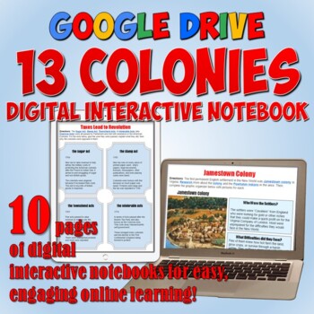 Preview of 13 Colonies Google Drive Interactive Notebook: Digital Resources & Activities