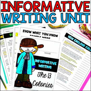 Preview of 13 Colonies Informative Writing Unit | Thirteen Colonies | Writing Test Prep