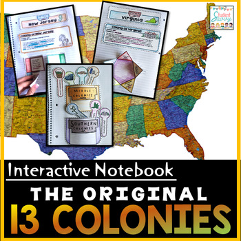 Preview of 13 Colonies Interactive Notebook Thirteen- Colonial New England Middle Southern