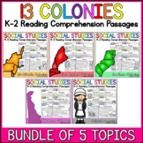 13 Colonies K-2 Reading Comprehension Passages Bundle