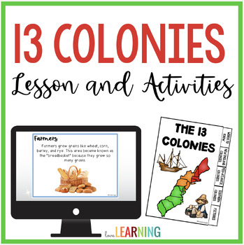 Preview of 13 Colonies Activities - PowerPoint Lesson, Notes, Sort, and Flipbook
