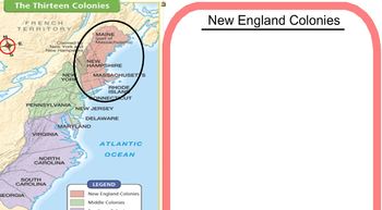 Preview of 13 Colonies - Map, Text Reading (SMARTboard)