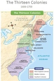 13 Colonies Map Text Reading