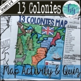 13 Colonies Map and Quiz (Print and Digital)