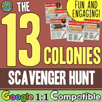 Preview of 13 Colonies Map and Scavenger Hunt Activity