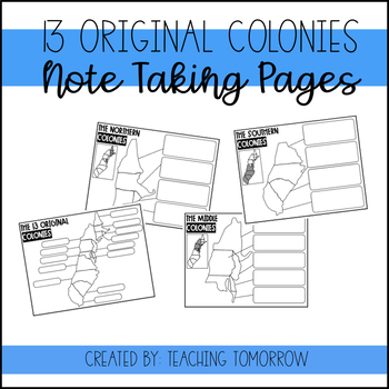 Preview of 13 Colonies Note Taking Pages