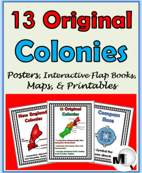 Preview of 13 Colonies Activities Posters Maps Interactive Flap Books and Printables