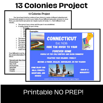 Preview of No Prep 13 Colonies Project