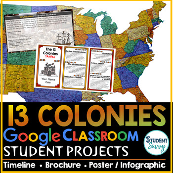 Preview of 13 Colonies Projects Timelines Posters Google Slides Activities Original Writing