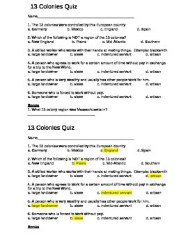 13 Colonies Quiz 1 By Morgan Hampton Teachers Pay Teachers   Original 1040037 1 