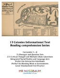 13 Colonies Reading Comprehension Series