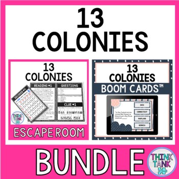 Preview of 13 Colonies Reading and Puzzles and Boom Cards™ BUNDLE - Colonial America
