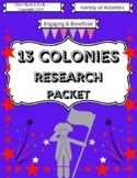 13 Colonies Research Project - Graphic Organizers, Writing