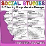 13 Colonies Social Studies Reading Comprehension Passages K-2