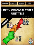 13 Colonies Test (Quiz) Colonial Times Assessment Template
