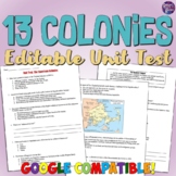 13 Colonies Unit Test: New England, Southern, Middle Colon