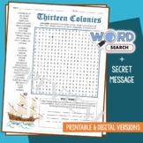 13 Colonies Word Search Puzzle Activity Vocabulary Workshe