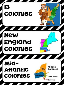 Preview of 13 Colonies Word Wall Cards- Aligned to 3rd Grade GSE