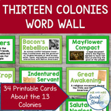 13 Colonies Word Wall | Thirteen Colonies Vocabulary Cards