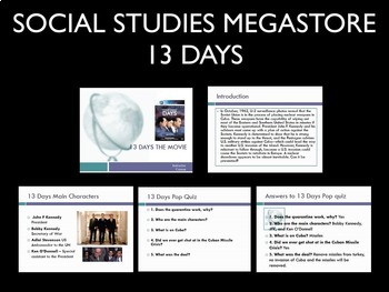 13 Days Cold War Cuban Missile Crisis 1960's Writing Activity BUNDLE US  History