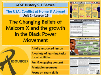 Preview of 13. GCSE History Edexcel USA Home & Abroad - Malcom X Black Power Movement