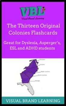Preview of 13 Original Colonies ESL  / Distant Learning / Visual Study Guide / Map