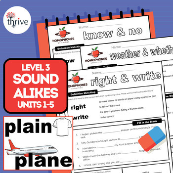 Preview of 13 SOUND ALIKES & HOMOPHONES! Activities & Posters - Level 3 - Units 1-5 BUNDLE!