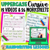 13 UPPERCASE Cursive Handwriting Video Lessons with Worksh